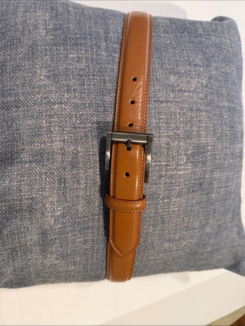 Pino Baldini Classic Tan Leather Belt with Polished Metal Buckle